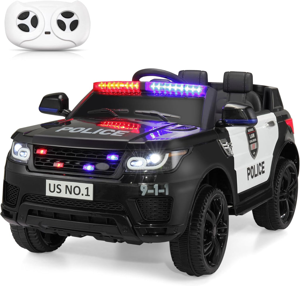 12V Police Ride-On Toy Electric Car for Kids 1-8 to Drive | Battery Powered Cop Truck with Blutooth, Remote Control