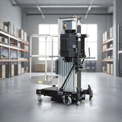Compact Lightweight Single Mast Aluminum Alloy Lift 8m–12m Electric Vertical Aerial Platform for Warehouse