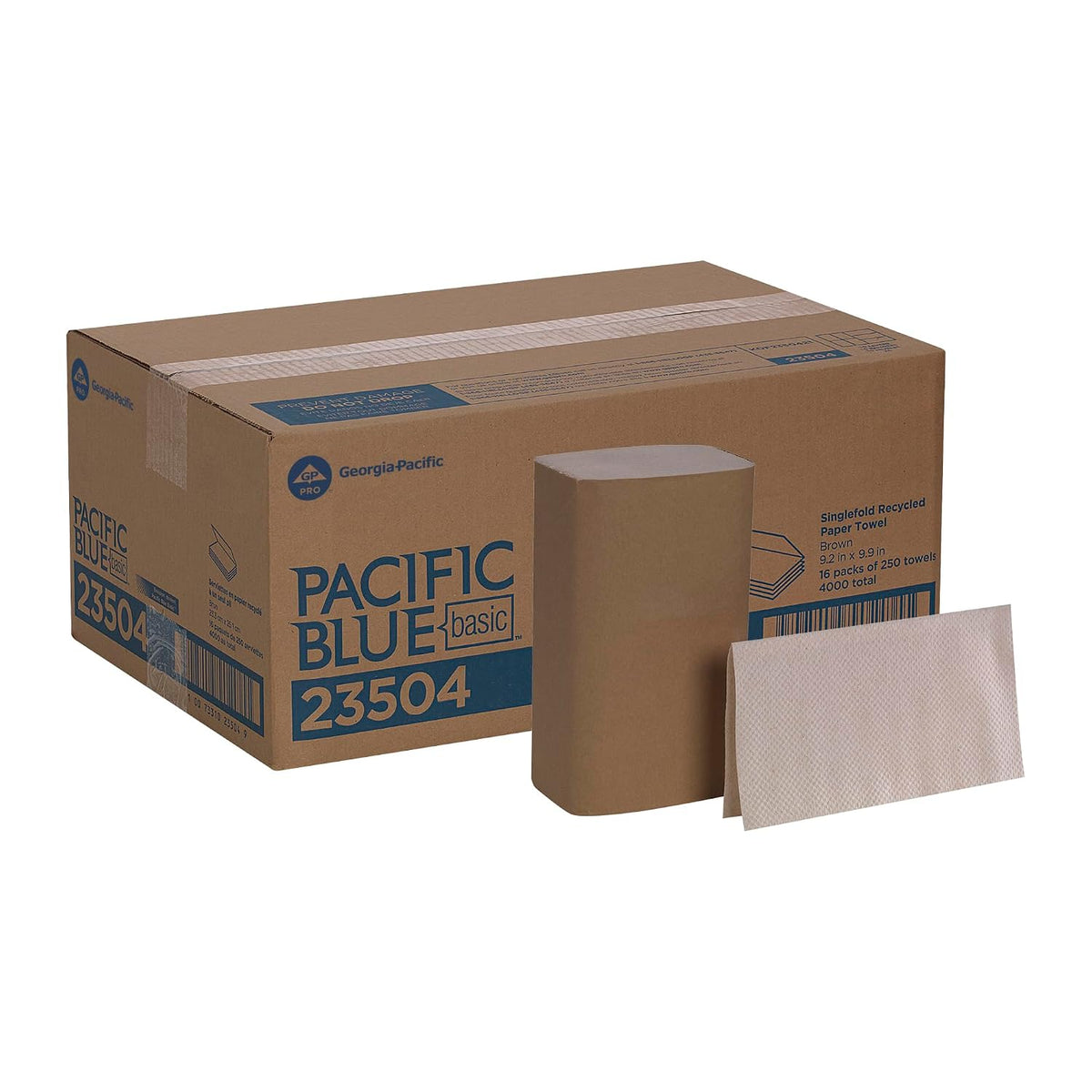 Pacific Blue Basic S-Fold Recycled Paper Towels by GP PRO (Georgia-Pacific), Brown, 23504, 250 Towels Per Pack, 16