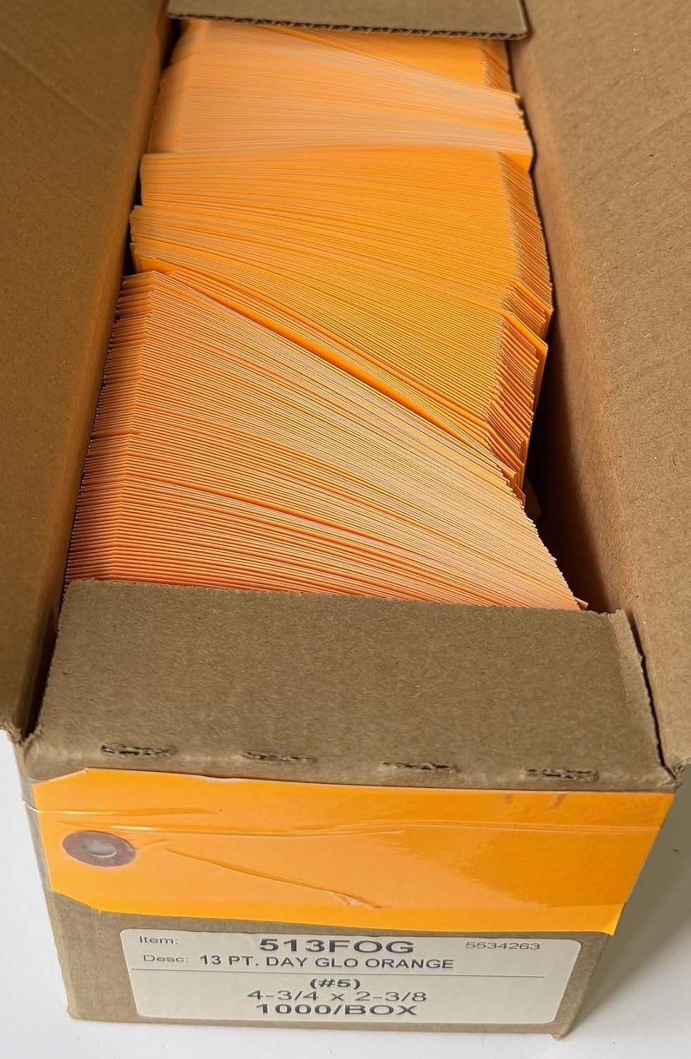 No.5 Fluorescent Orange Shipping Tag 4-3/4" x 2-3/8", 13 Pt Cardstock