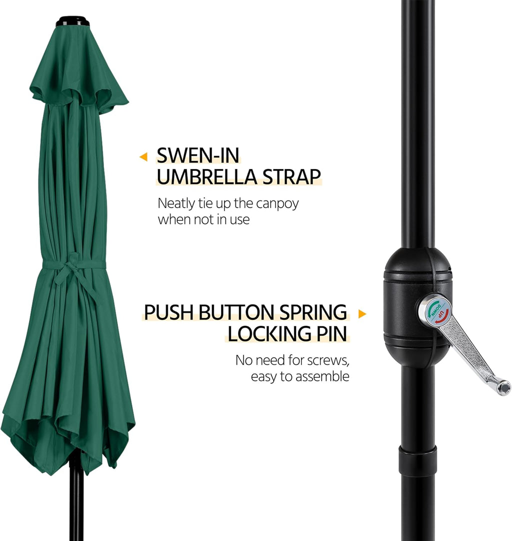 Patio Umbrella, 10FT Outdoor Table Umbrella Market Umbrella with Push Button Tilt and Crank & Sturdy Ribs, Yard
