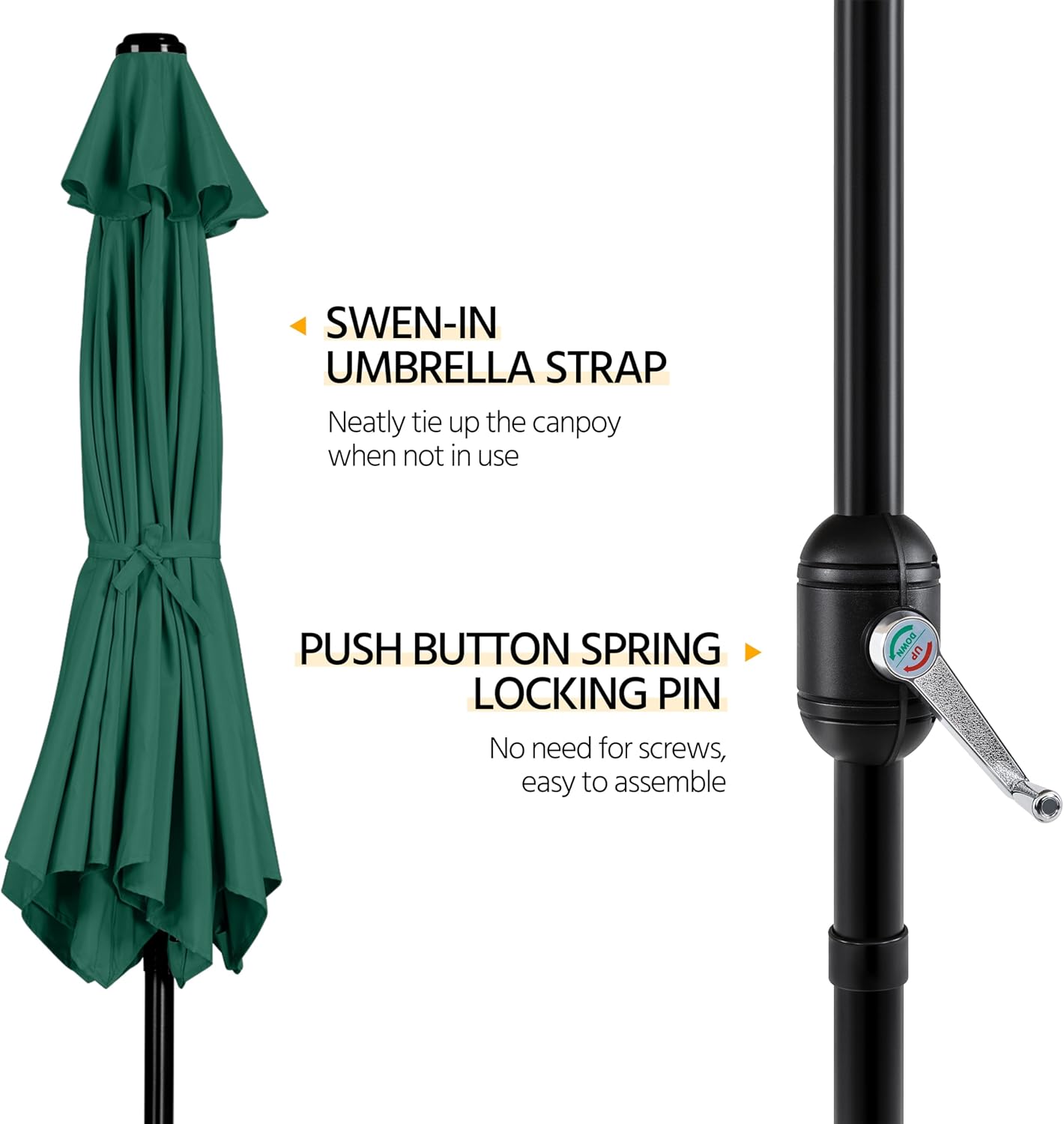 Patio Umbrella, 10FT Outdoor Table Umbrella Market Umbrella with Push Button Tilt and Crank & Sturdy Ribs, Yard