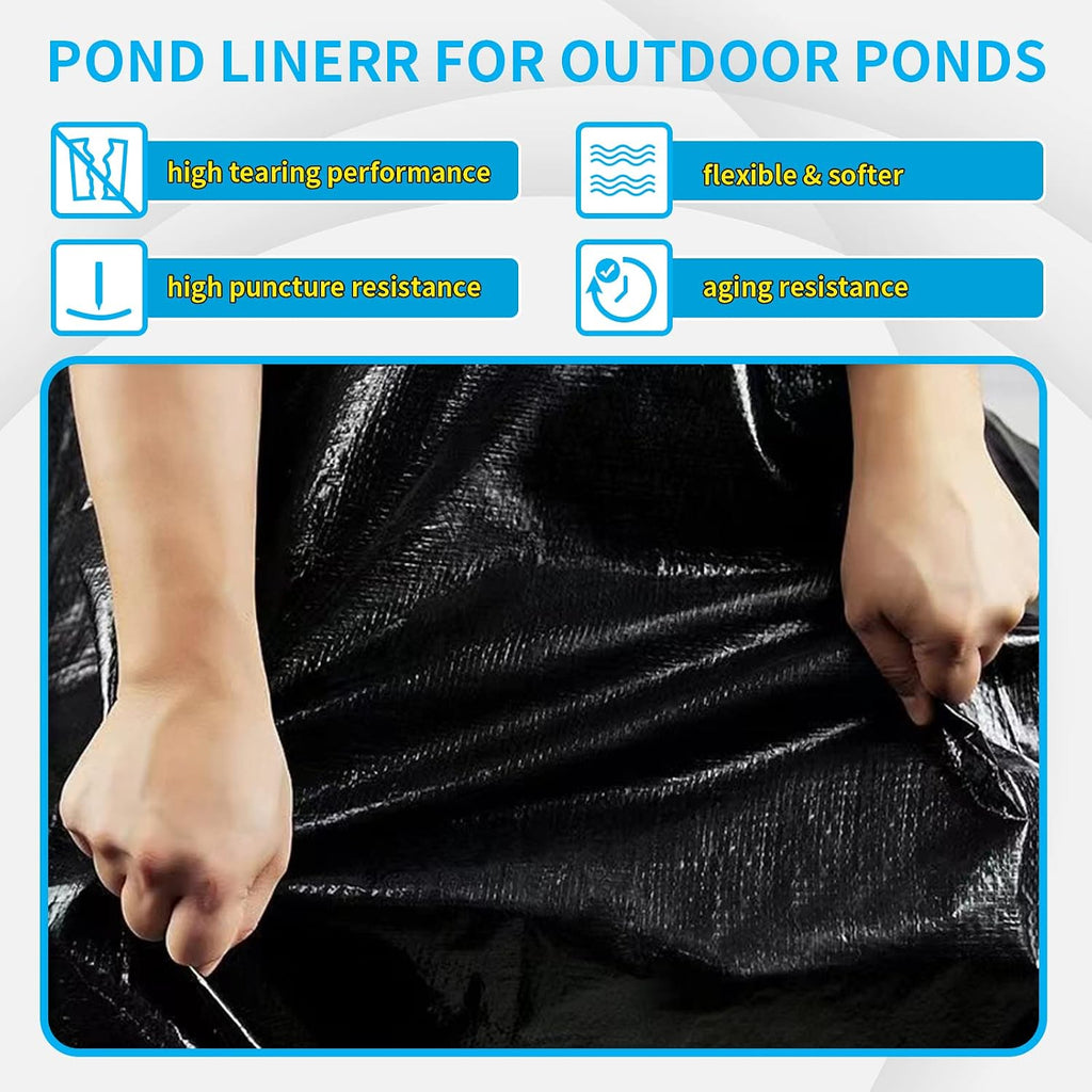 25X30FT Reinforced PE Pond Liner for KOI/Fish Duck Outdoor Ponds(28Mil)