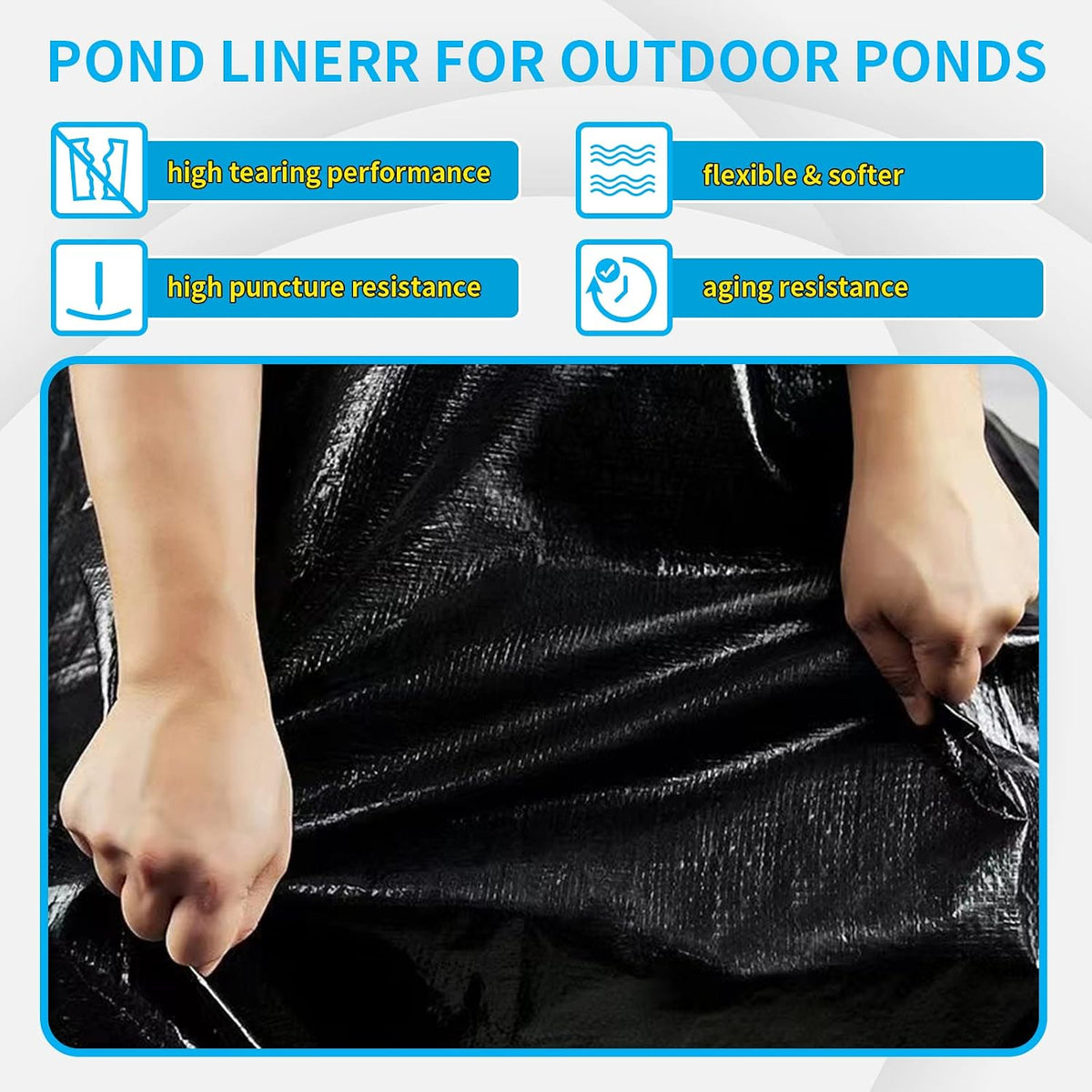 25X30FT Reinforced PE Pond Liner for KOI/Fish Duck Outdoor Ponds(28Mil)