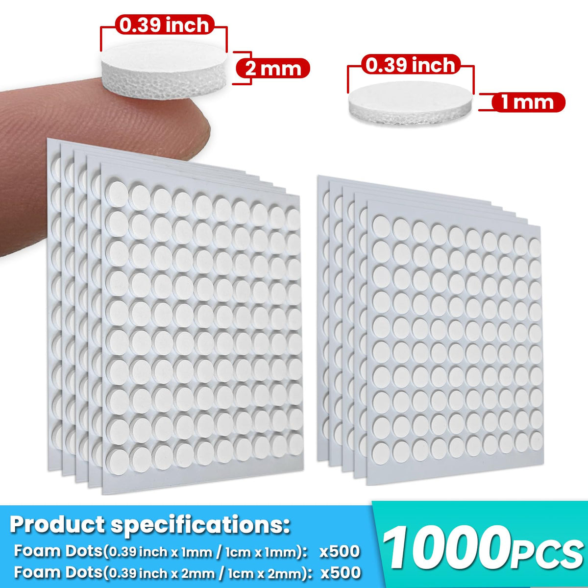 1000Pcs Double Sided Adhesive Foam Dots for Craft, Card Making