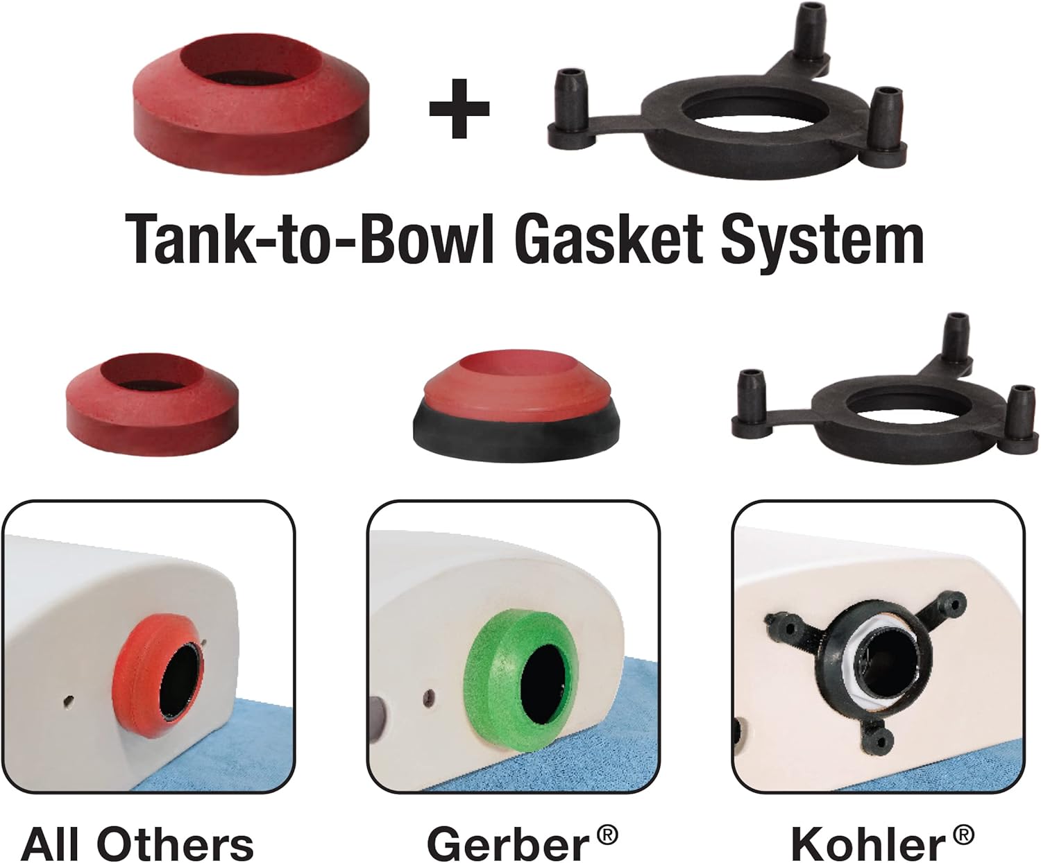 K-507A-008 Universal 2-Inch Adjustable Toilet Flush Valve Repair Kit with Toilet Tool Multicolor