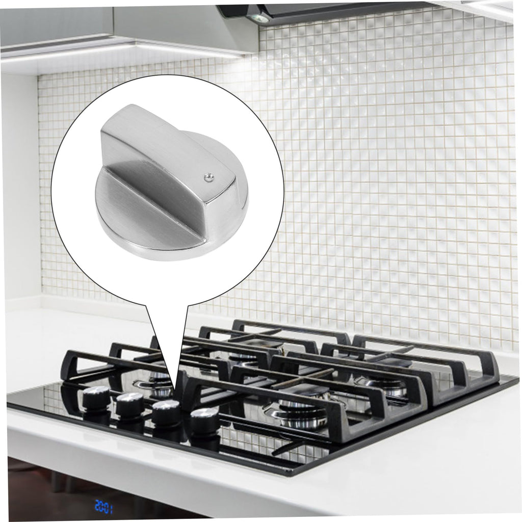 6 Pcs Gas Stove Knobs Metal Replacement, Easy Install Silver