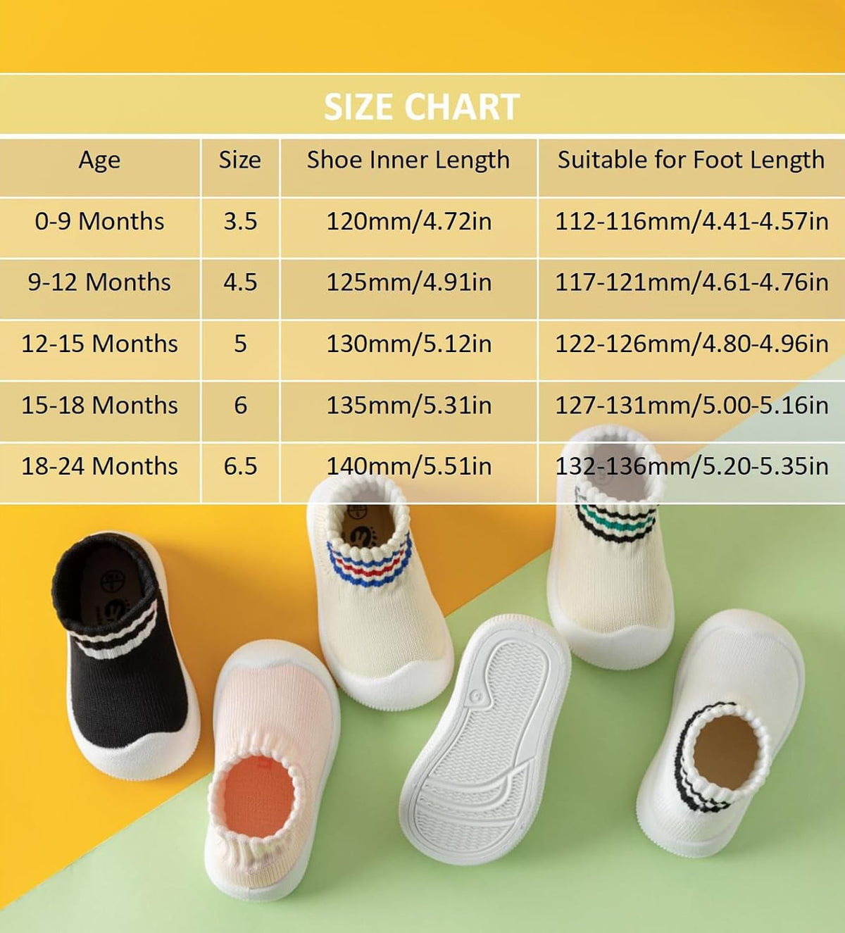Baby Sock Shoes Toddler Walking Slippers with Soft Rubber Sole