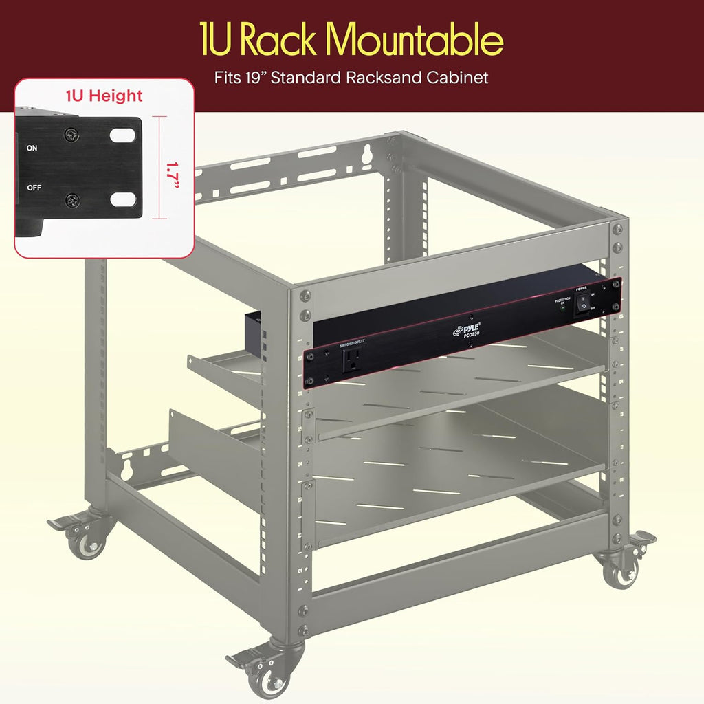 1U Rack Mount Power Conditioner – 7 Outlet Surge Protector