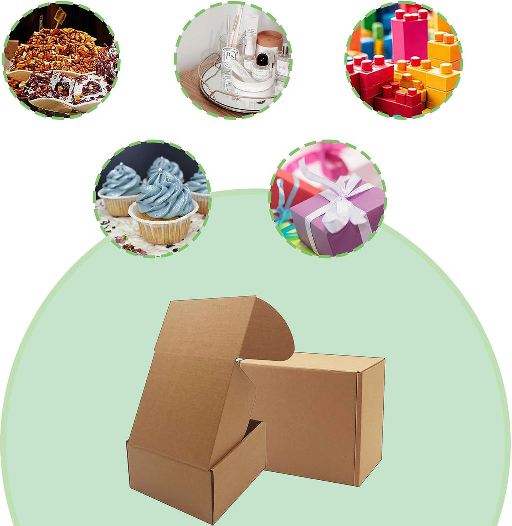 6x5x3 inch Shipping Boxes, Bulk 28 Pack, Brown Corrugated Cardboard Mailers