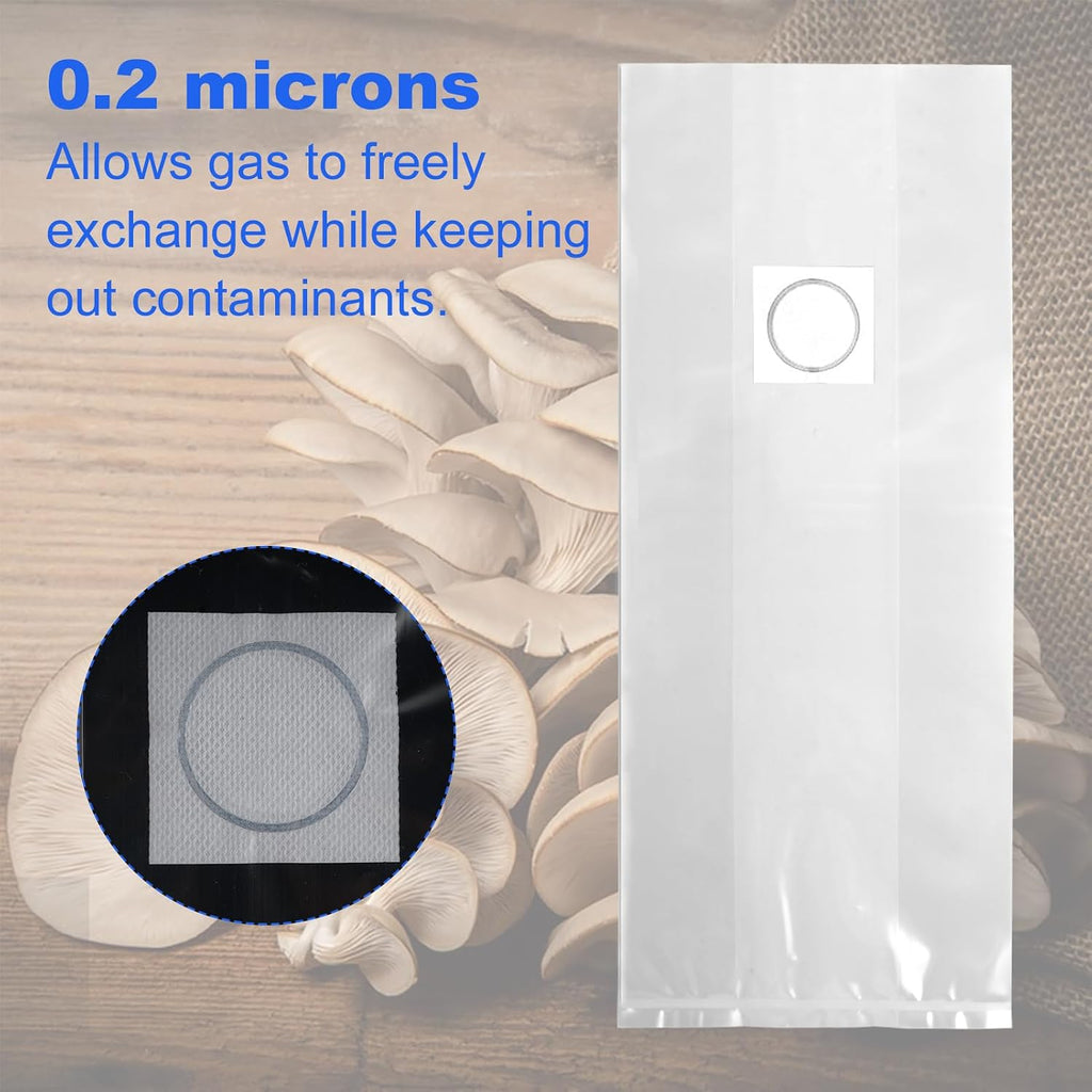 60-Pack Mushroom Grow Bags, 8 x 5 x 20 Inch, 6 Mil Thick Spawn Bags