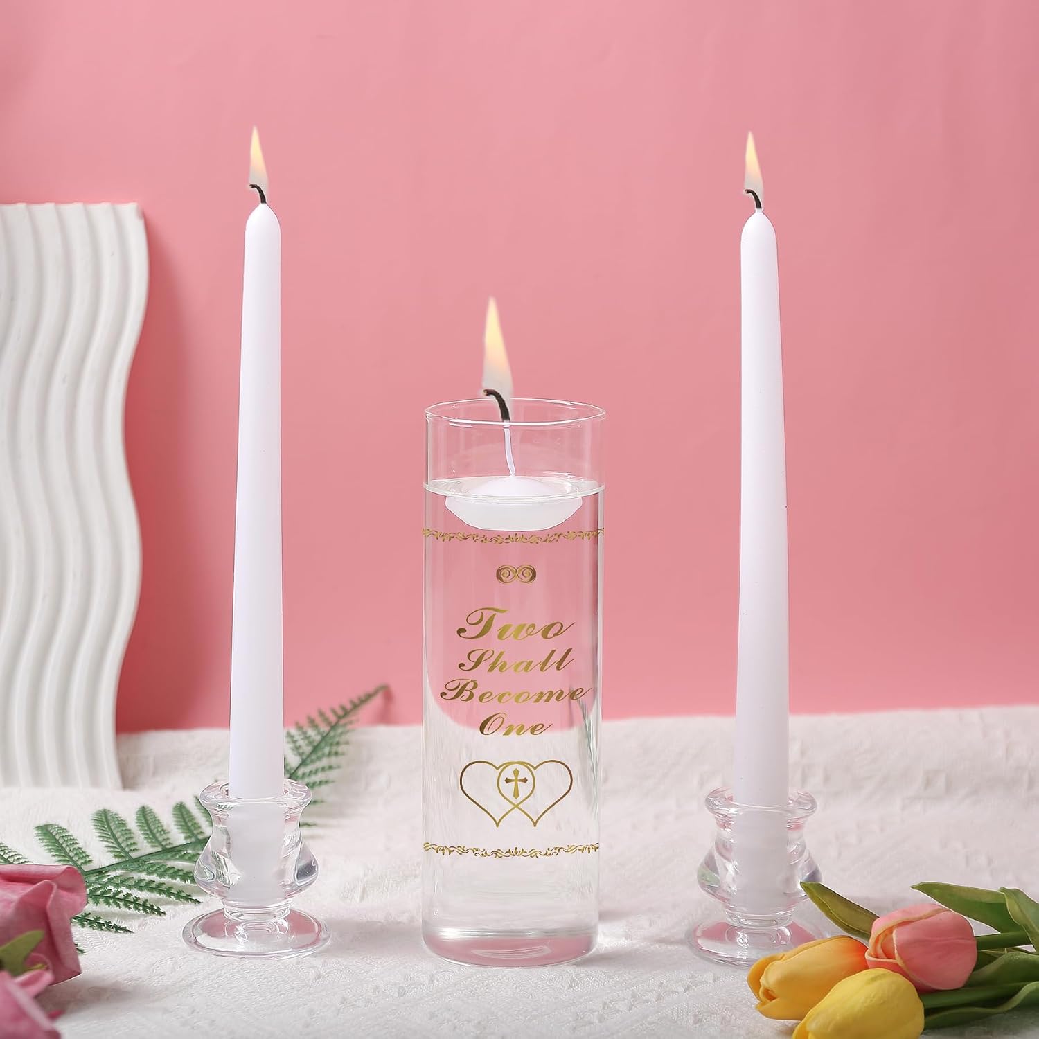 Unity Candles with Glass Holder for Wedding Ceremony - Unity Candles for Wedding, Religious Ceremony Ideas Marriage