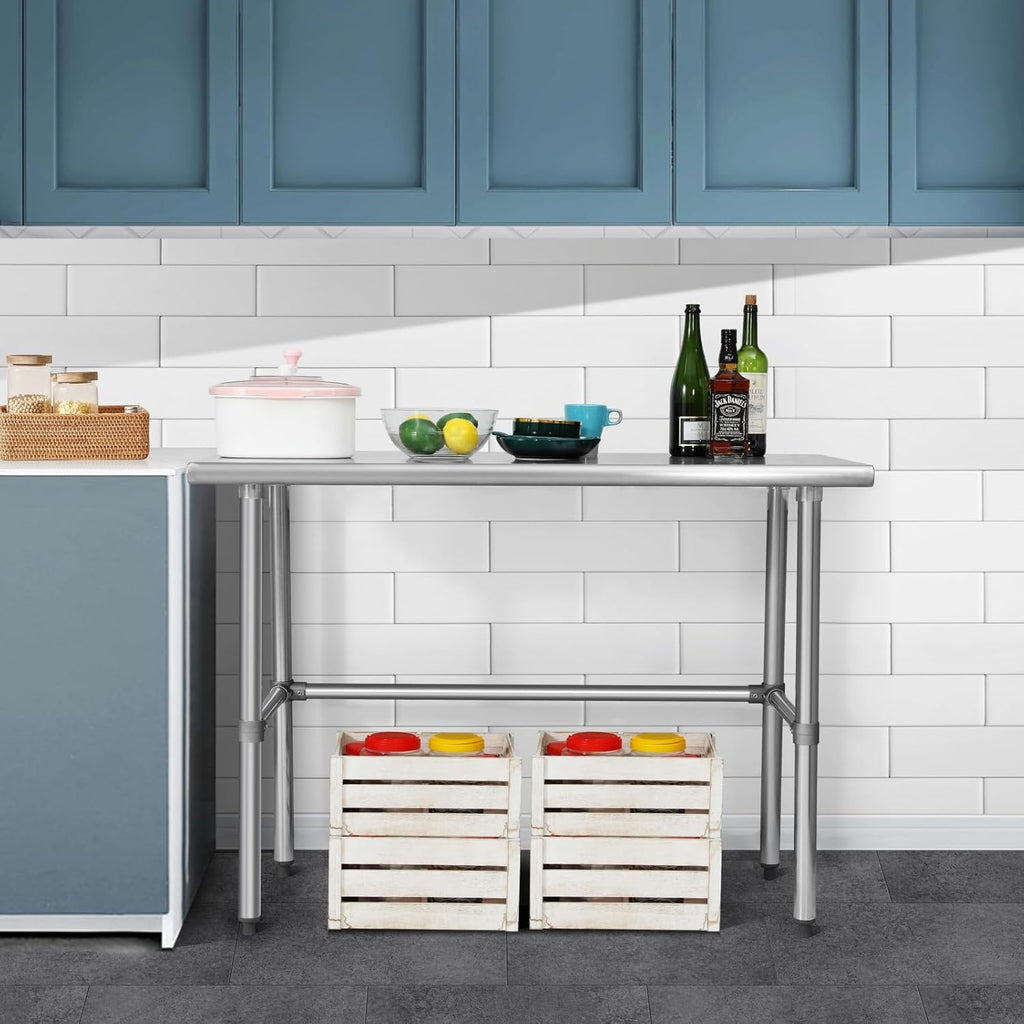 Hally Open Base Stainless Steel Table 24"x60" Prep&Work Tables Backsplash