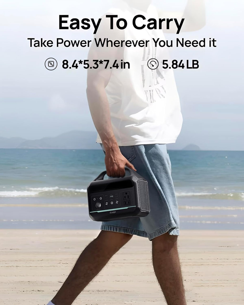 Portable Power Station 300W, 192Wh Large Power Bank with 110V AC Outlet, LiFePO4 Battery Backup,8-Ports Solar