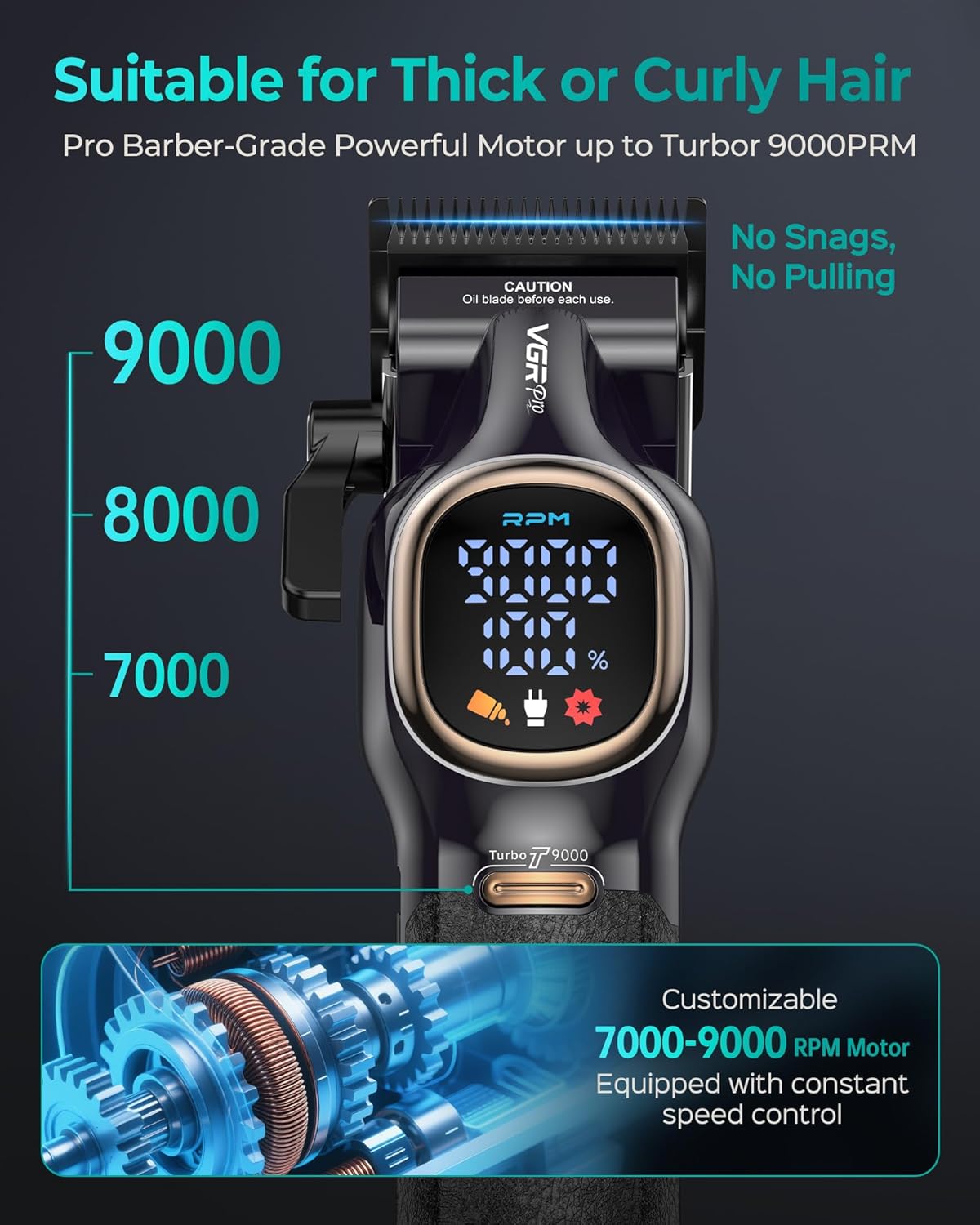 Professional Hair Clippers for Men, Cordless Clipper and Trimmer Set | 9000RPM Grooming Kit,EVA Case, LED display