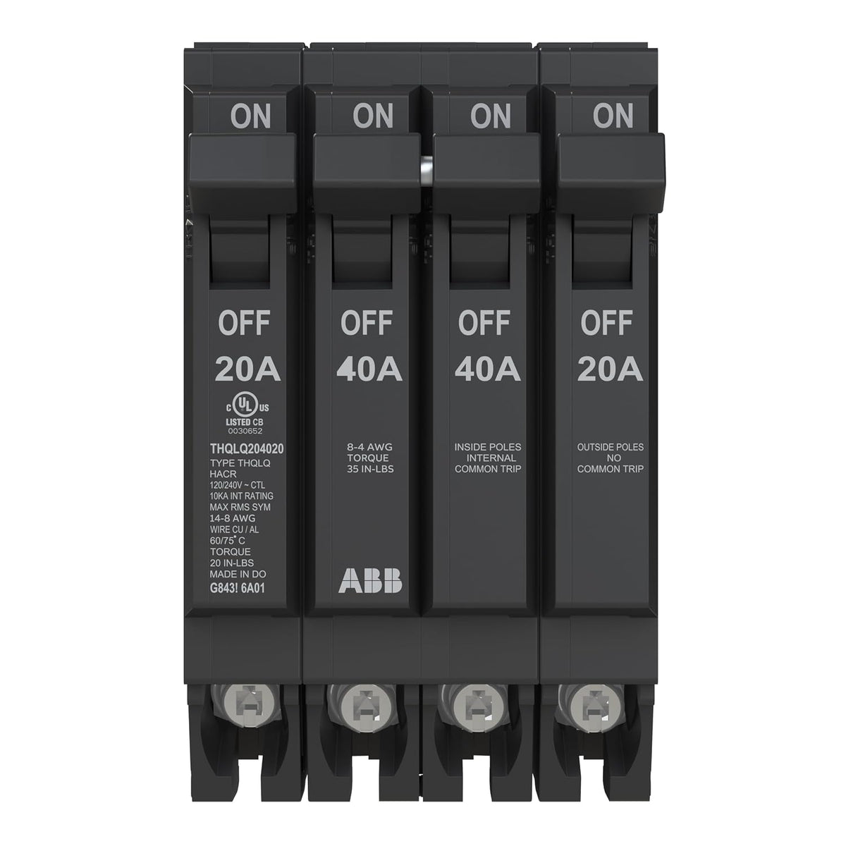 ABB Q-Line THQLQ204020 • Quad Circuit Breaker • 120/240 VAC