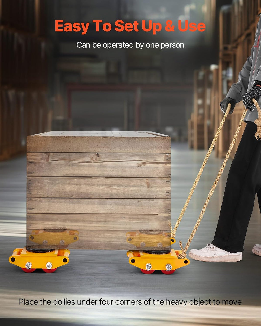 4PCS Machinery Skates Dollies, 17,637 lb Heavy Duty Equipment Moving Skates with 4 PU Wheels, 360° Rotation Non-Slip