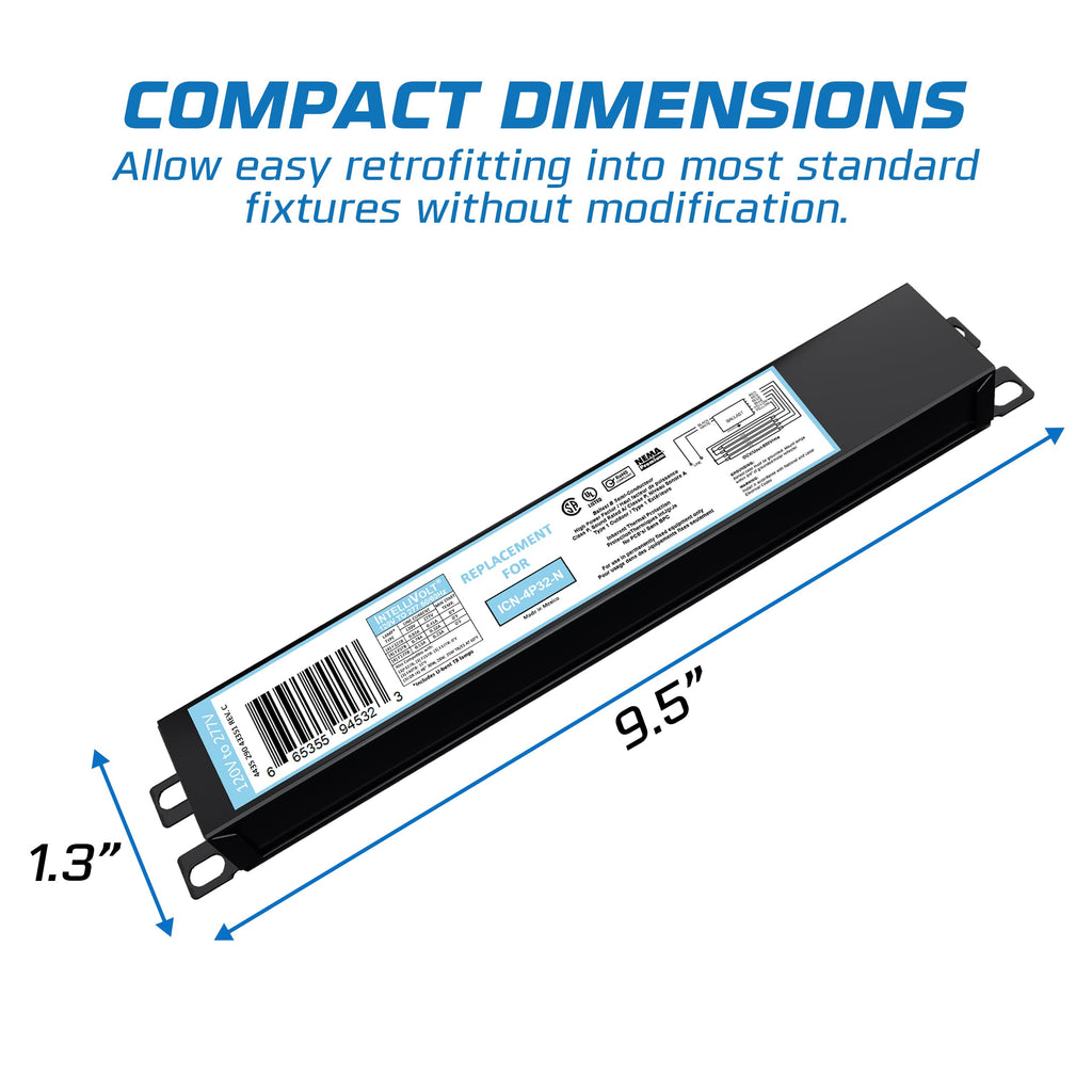 10 Pack 4 Lamp T8 Ballast, Replacement for ICN-4P32-N or SC