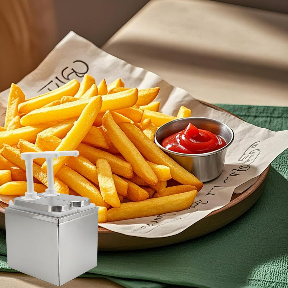4L/1.06Gal Stainless Steel Double Sauce Dispenser Pump