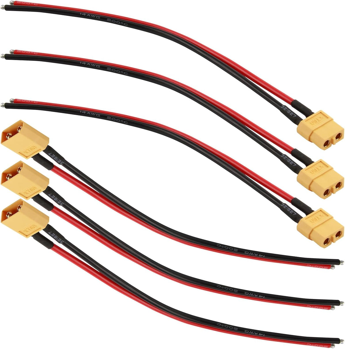 XT60 Connector Plug Cable with Plug and Socket Pigtail Leads (6 Pcs)