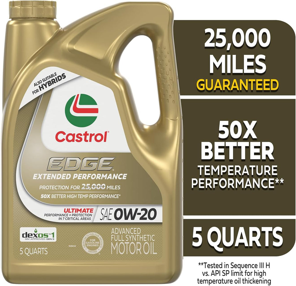 Castrol EDGE Extended Performance 0W-20 Advanced Full Syn Motor Oil 5 Qt