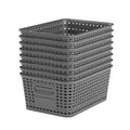 8 Pack Plastic Storage Baskets,Gray Stackable Storage Bins