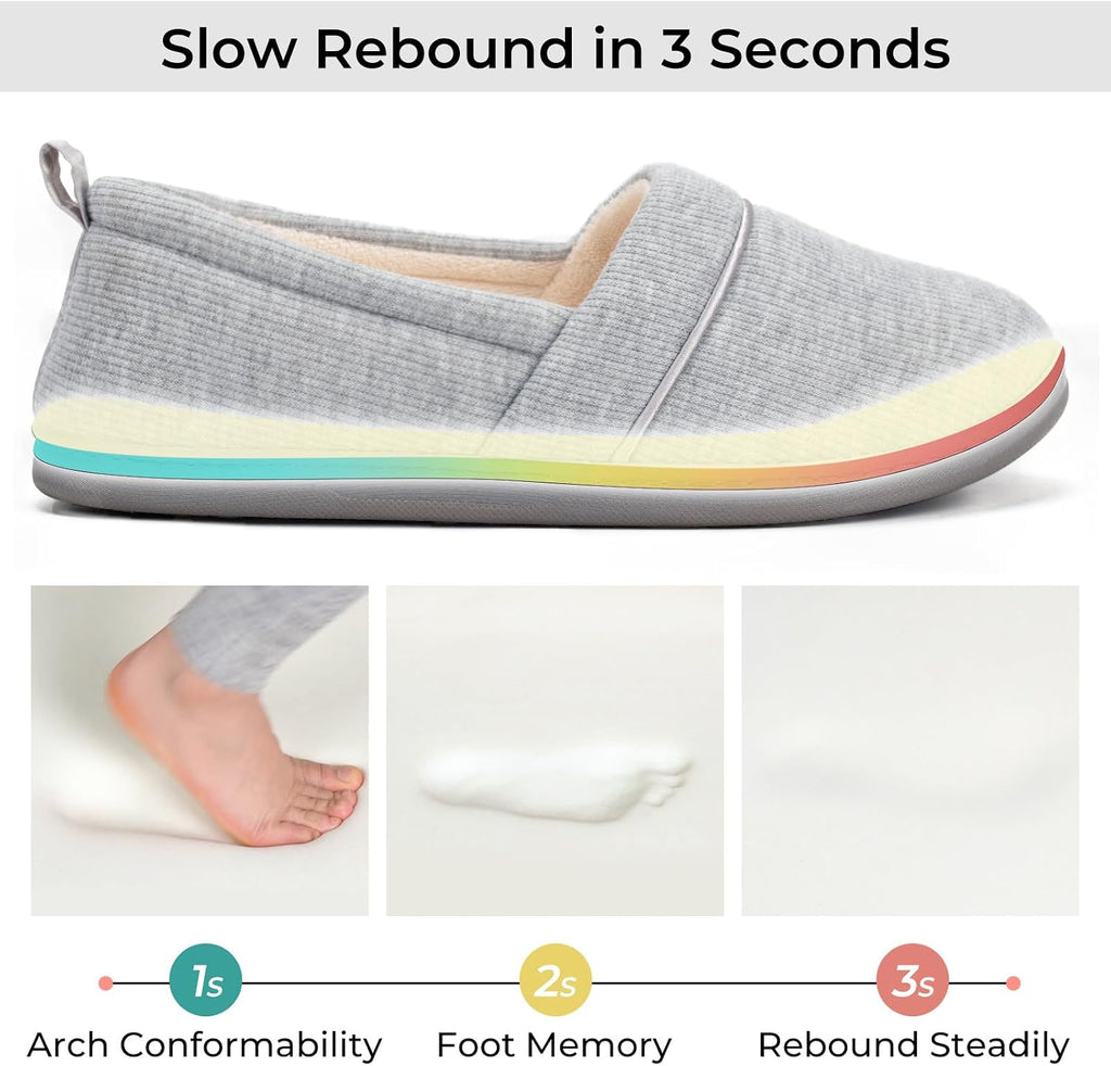 Women's Comfy Loafer Slippers Memory Foam Non-slip House Shoes | Indoor,outdoor,memory foam,lightweight,soft terry