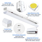 4FT LED Linear Strip Shop Light with Emergency Battery Backup, 3CCT
