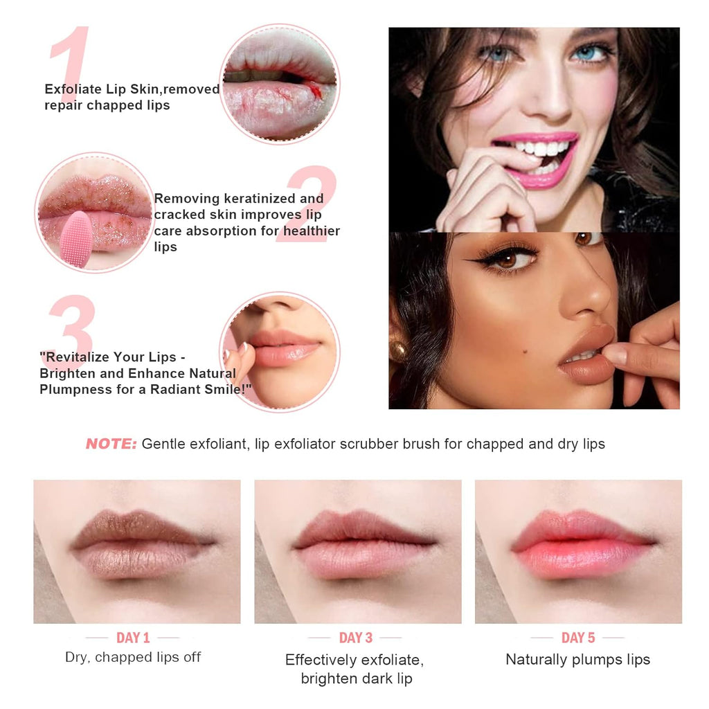 Lip Scrub Brush,Lip Scrubber Exfoliator,Double-Sided Silicone Lip Exfoliating Tool,Gentle Lip Exfoliator Scrubber