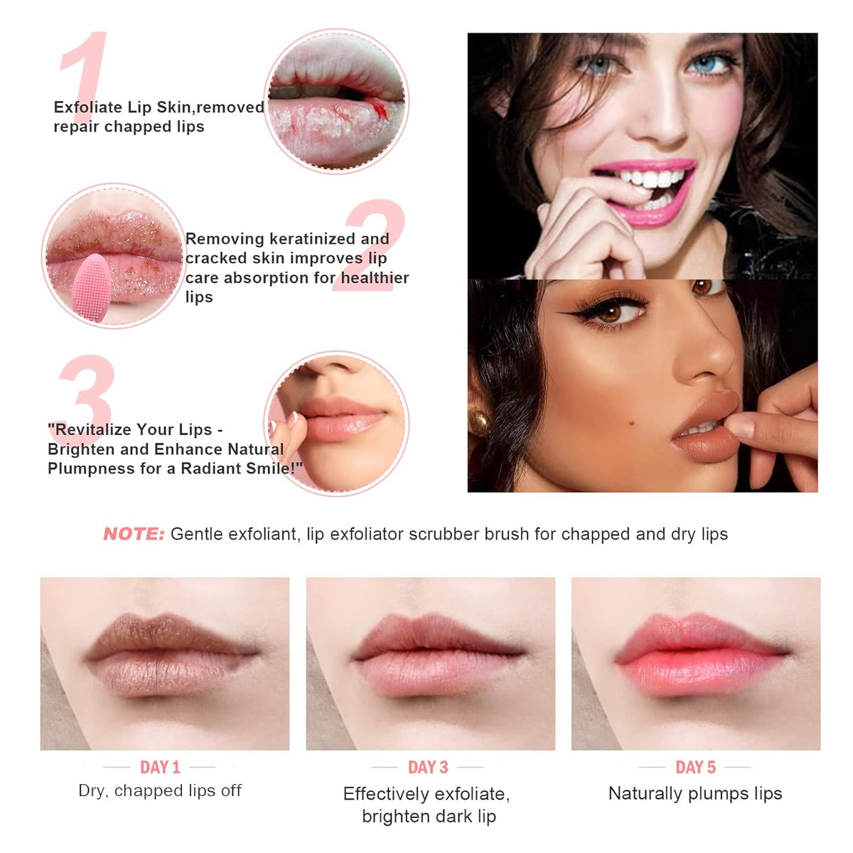 Lip Scrub Brush,Lip Scrubber Exfoliator,Double-Sided Silicone Lip Exfoliating Tool,Gentle Lip Exfoliator Scrubber