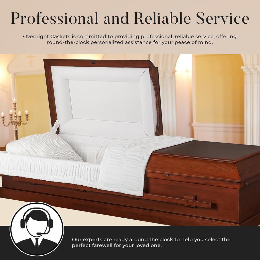 Carina Poplar Wood Funeral Casket w/White Velvet Interior