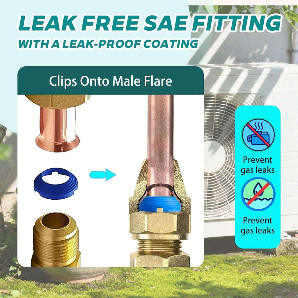 40 Pack Leak Free SAE Mini Split Flare Seal Kit (1/4", 3/8", 1/2", 5/8")