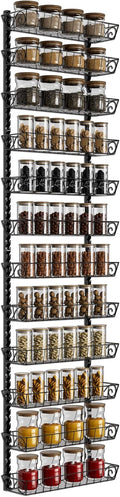 Adjustable Wall Mount Spice Rack Organizer, 12-Tier Dual-use (Multi-use) Hanging Spice Shelf Storage for Kitchen