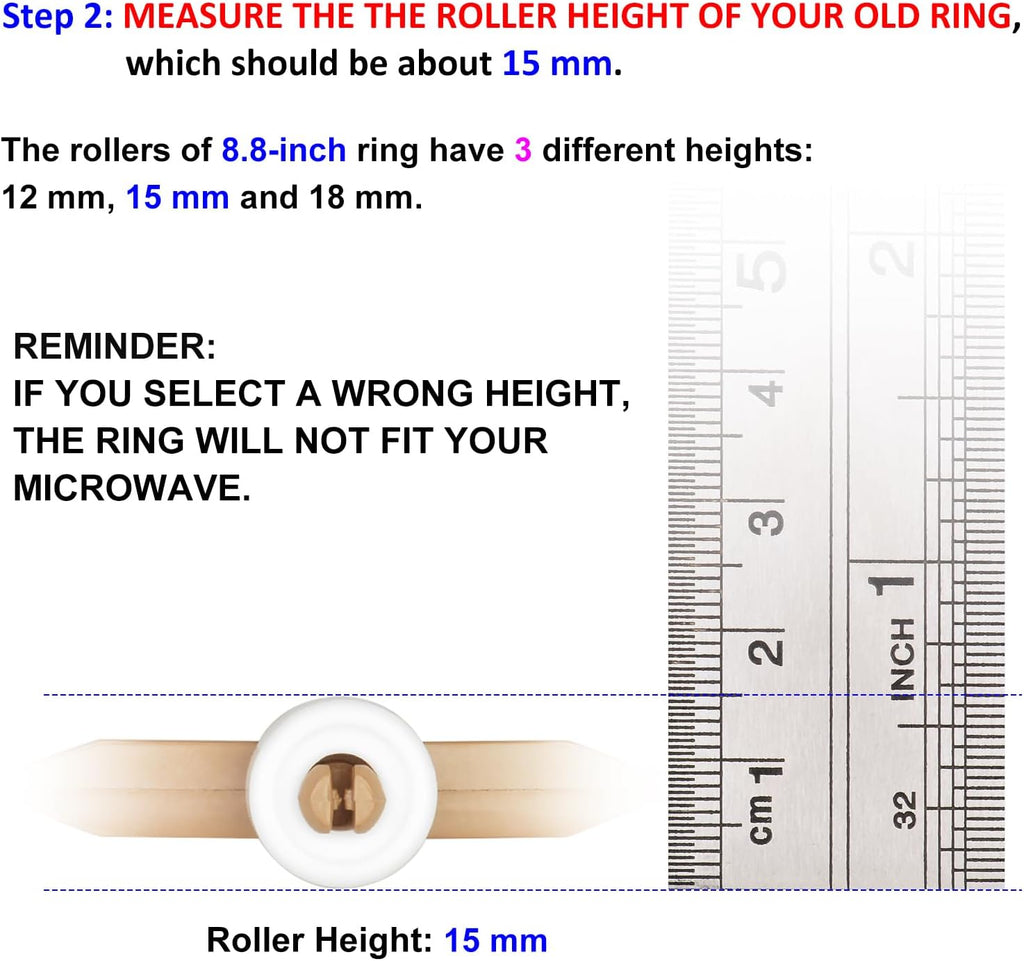 8.8" Microwave Turntable Ring with 15 mm Rollers, Oven Tray Support, Glass Plate Rotating Ring - Outer Diameter 8.8