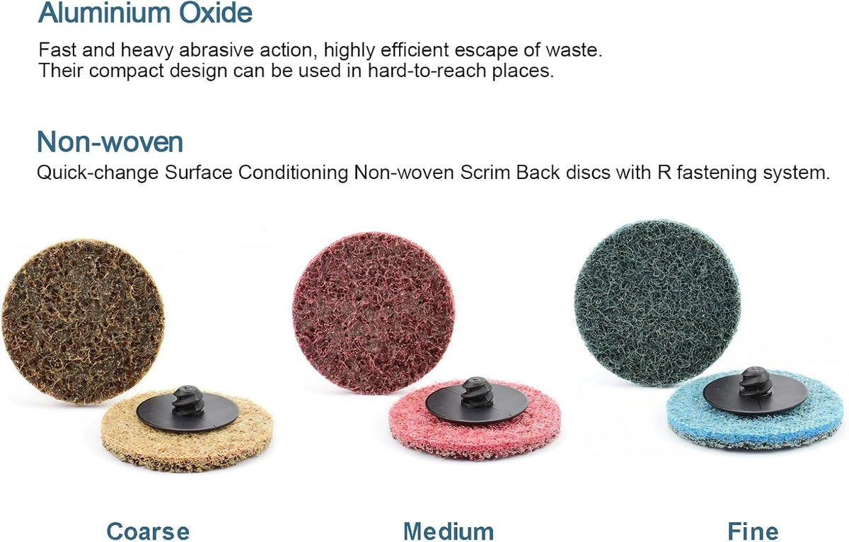 3 Inch Surface Conditioning Discs, 25 Pcs Medium Sanding Discs, Type-R Quick Change and Heat Dissipation (Red-Medium).
