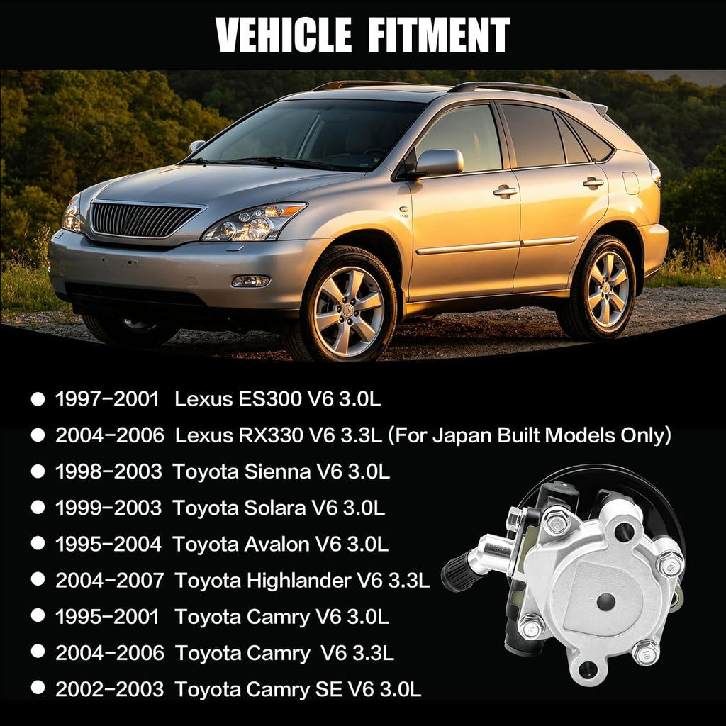Power Steering Pump with Pulley for 3.0 3.3 Toyota Camry