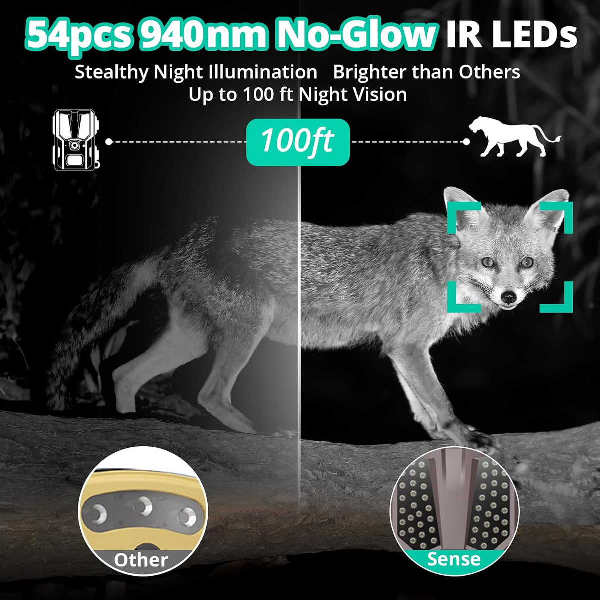 Sense Cellular Trail Camera - 32MP 1296P Game Camera with AI Photo Upscale,4G LTE Trail Cam No WiFi Need,No Glow
