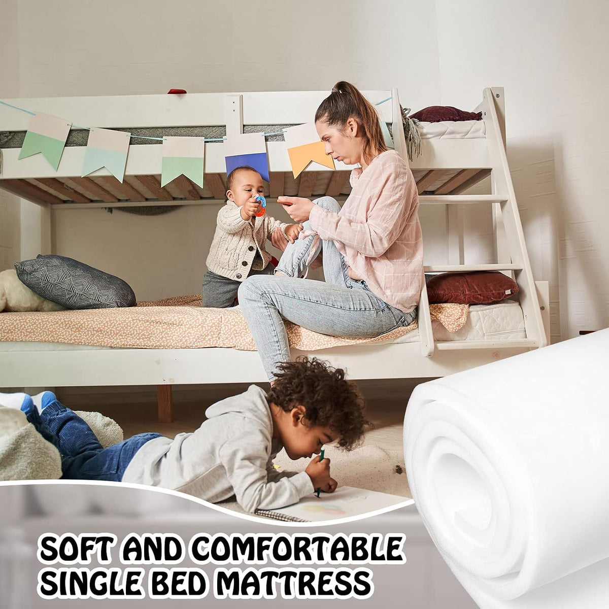 1 Pack Upholstery Foam Sheet, 1/2" X 24" X 72", White