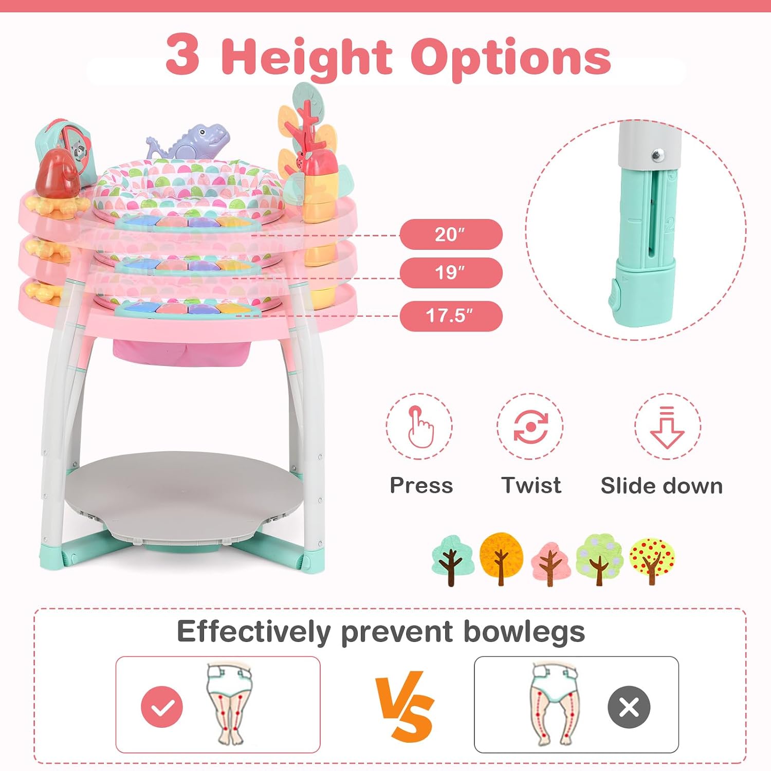 5 in 1 Baby Activity Center, Baby Jumpers and Bouncers with Removable Toys, Lights & Music, 3 Adjustable Heights