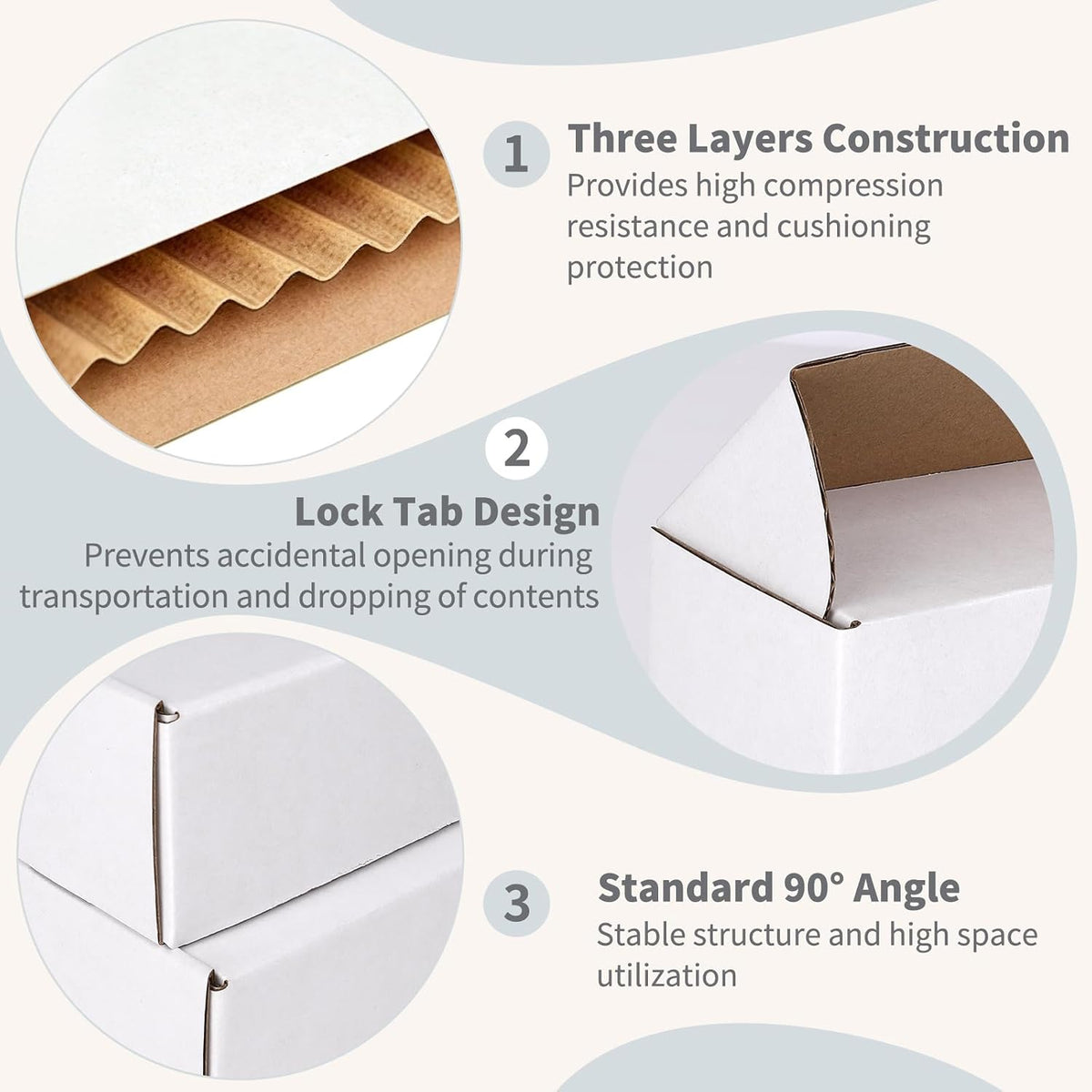 6" x 4" x 3" White Corrugated Cardboard Shipping Boxes Set of 25