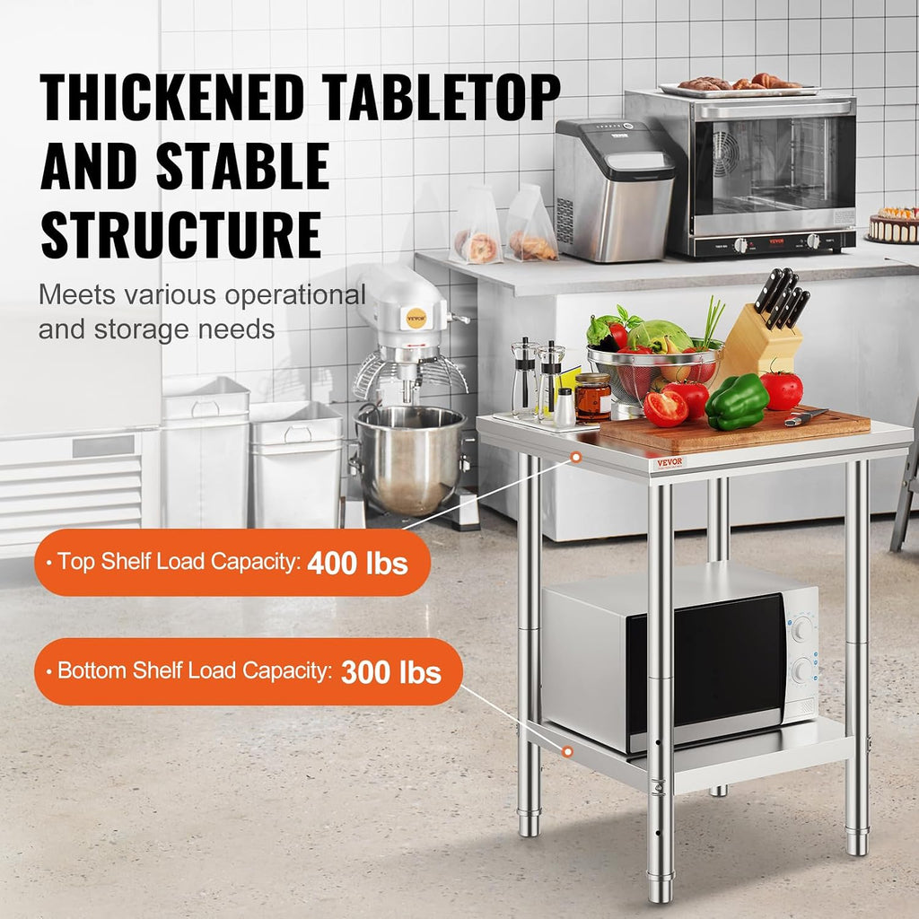Stainless Steel 24 x 24 x 32 Inch Commercial Kitchen Prep Work Table