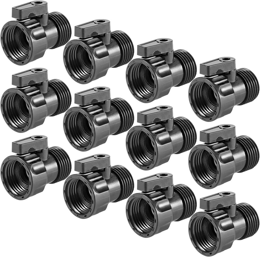 12 Pack 3/4'' Plastic Garden Hose Shut Off Valve, Garden Hose Quick Connect