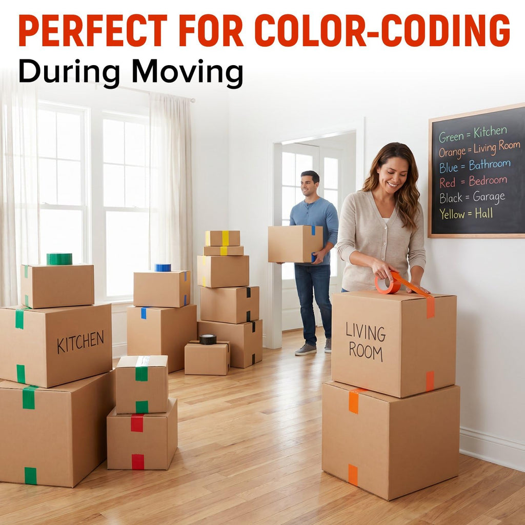 3" x 110 Yards Multi-Color Packing Tape, 6 Colors Pack
