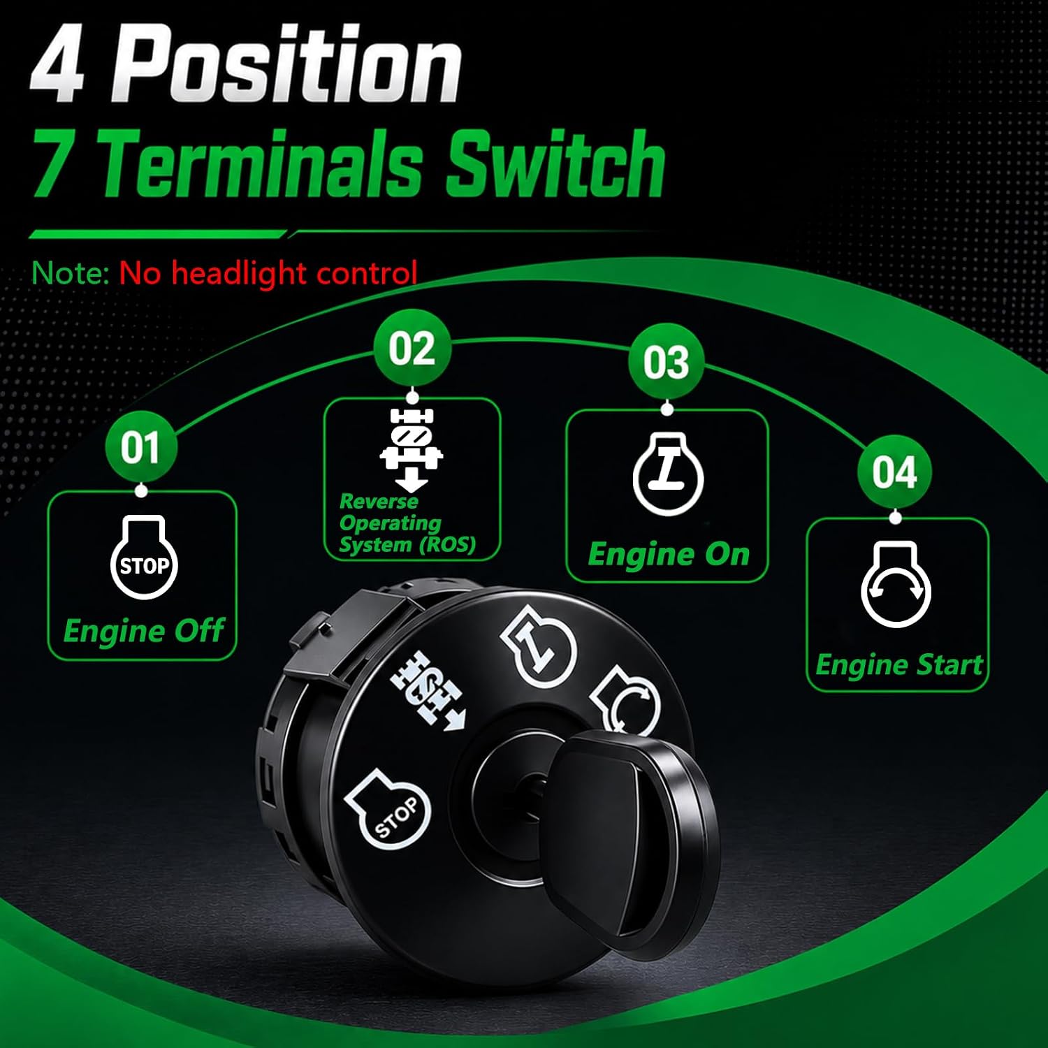 Ignition Switch 4 Position 7 Terminals & Starter Solenoid Compatible with Husqvarna，Craftsman，Poulan，AYP，Ariens