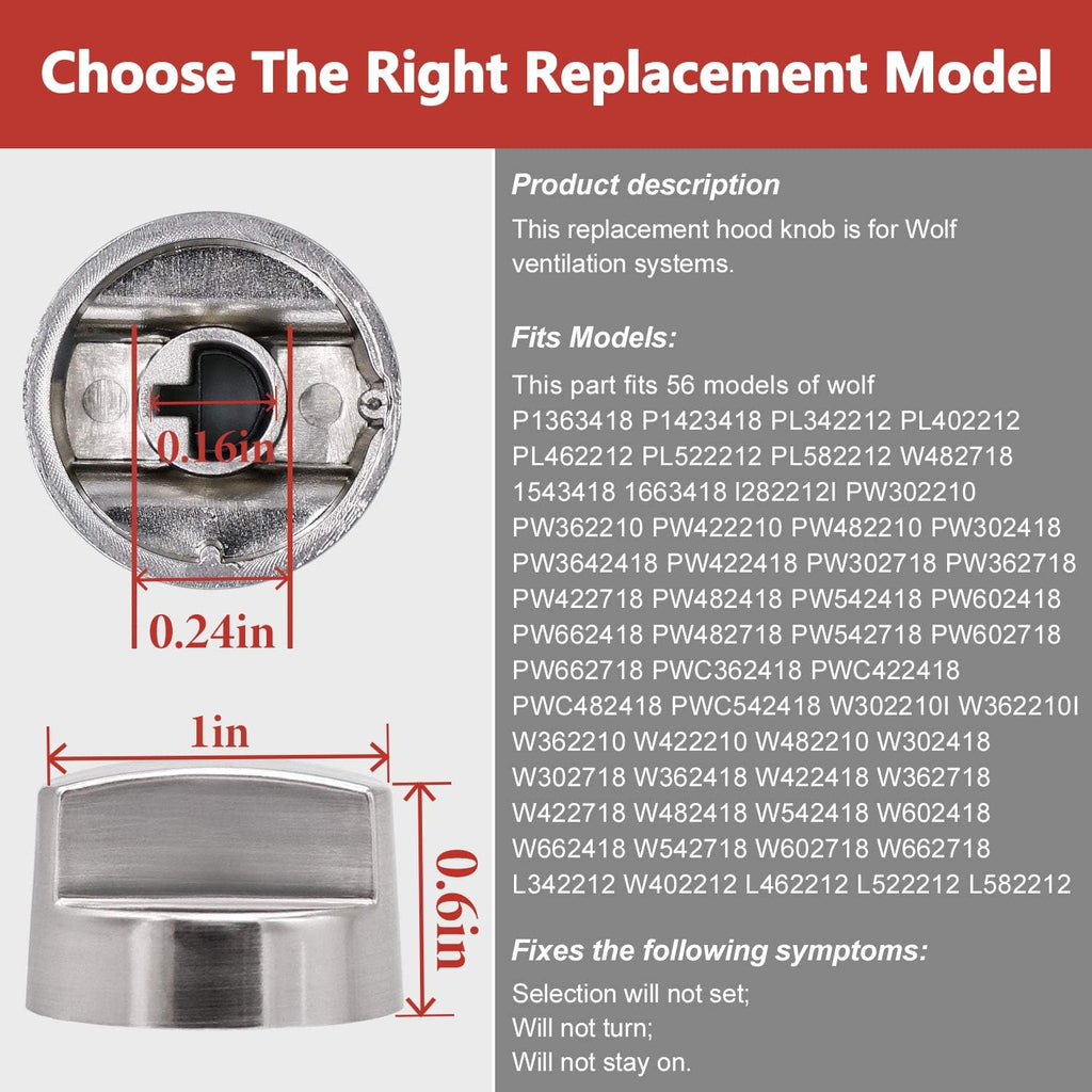 Funmit 811195 Wolf Hood Knob Replacement for Sub-Zero Wolf Range