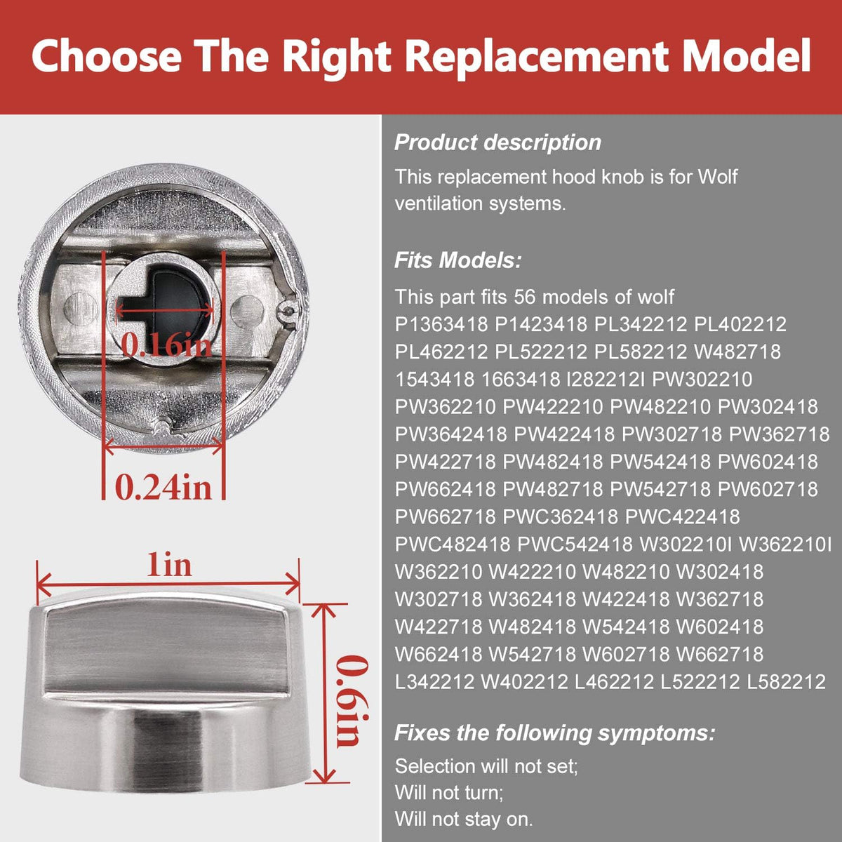 Funmit 811195 Wolf Hood Knob Replacement for Sub-Zero Wolf Range