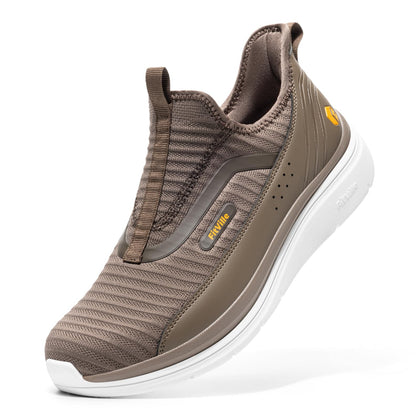 Wide Width Slip On Shoes for Men Wide Walking Shoes for Flat Feet Plantar Fasciitis-Stepease V2 (9.5 X-Wide, Moss Brown)