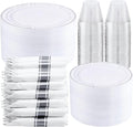 350-Piece Silver Plastic Dinnerware Set - Disposable 10.25" Dinner Plates, 7.5" Dessert Plates, 9oz Silver Rim Cups &