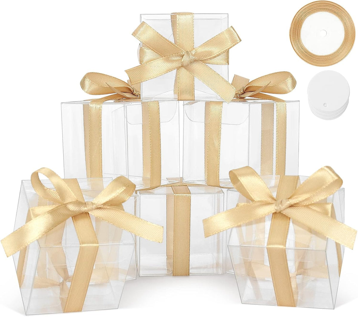 35 Pcs Clear Boxes for Favors, 6x6x6 Inches Clear Gift Boxes