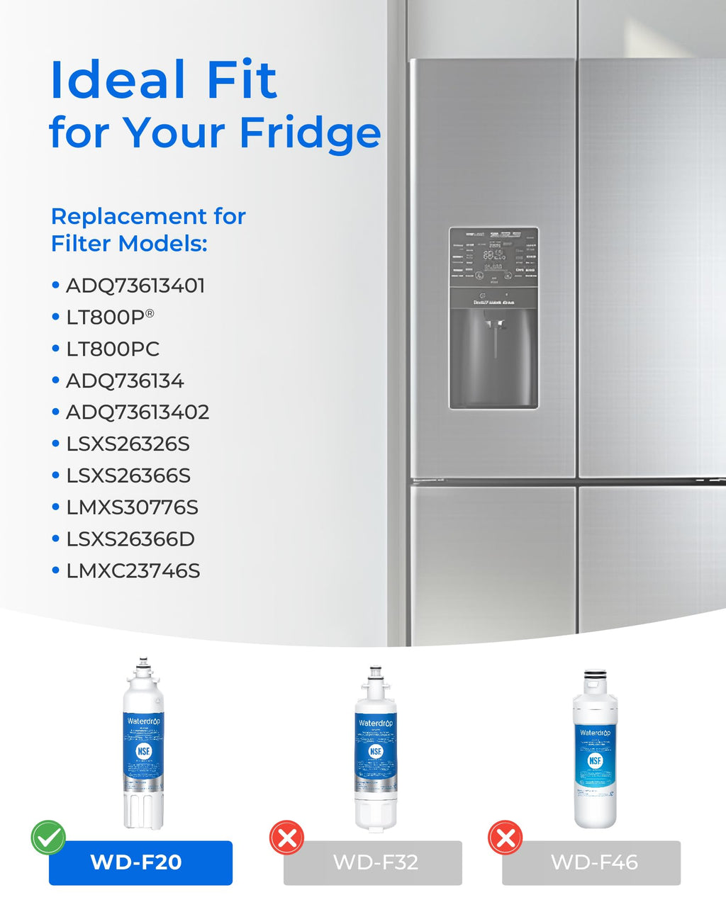 ADQ73613401 Water Filter Replacement for LG LT800P, 3 Pack